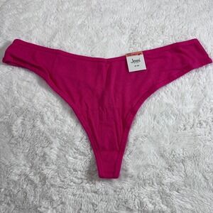 Jenni Intimates Ribbed Thong Panty Fiery Pink High Leg Size XXXL 100135711 NWT